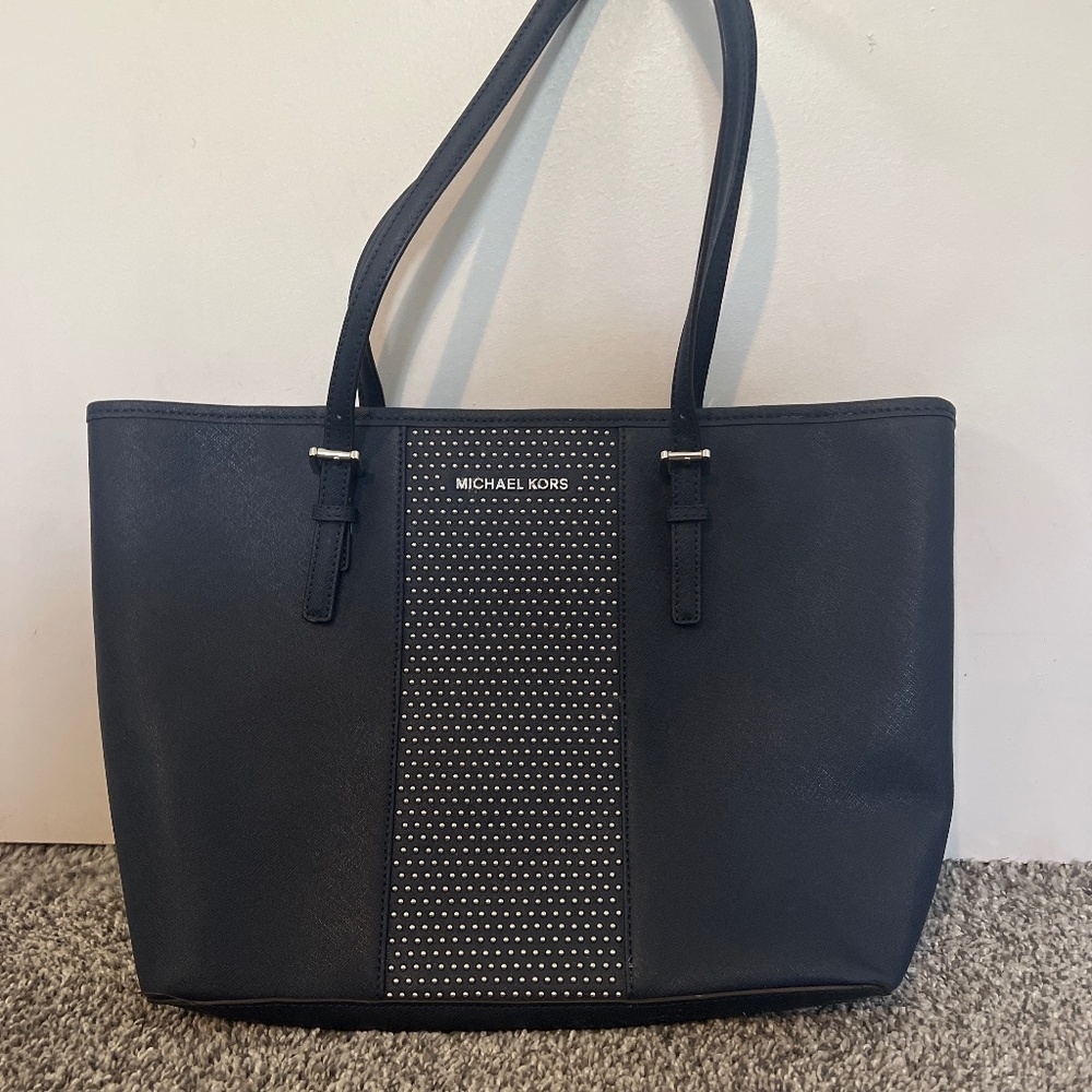 Navy blue hand bag